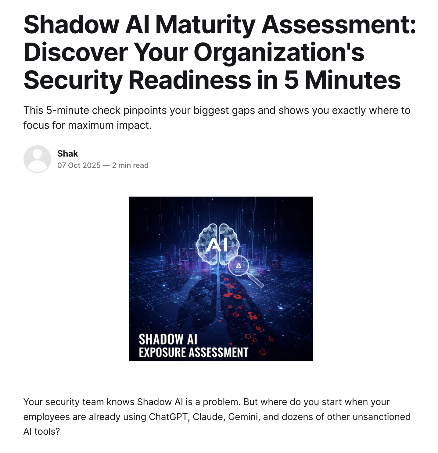 Shadow AI Assessment - Start Here